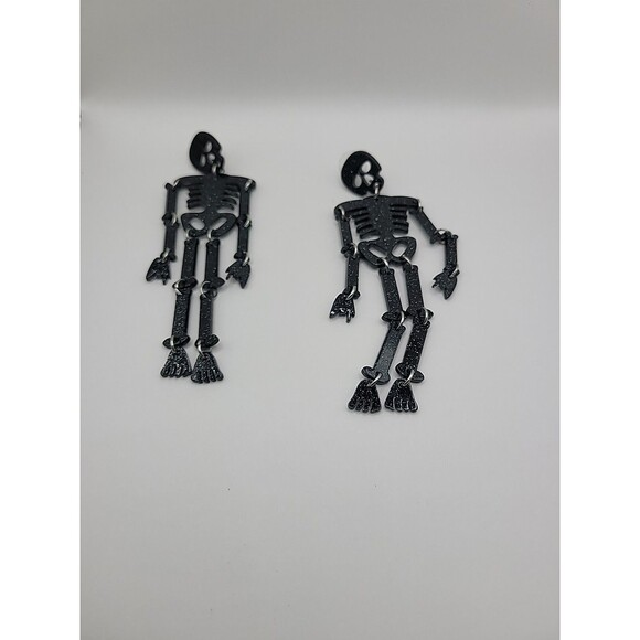 Vintage Earrings Pierced Stud Post Skeleton Articulated Halloween Jewelry - Picture 9 of 10